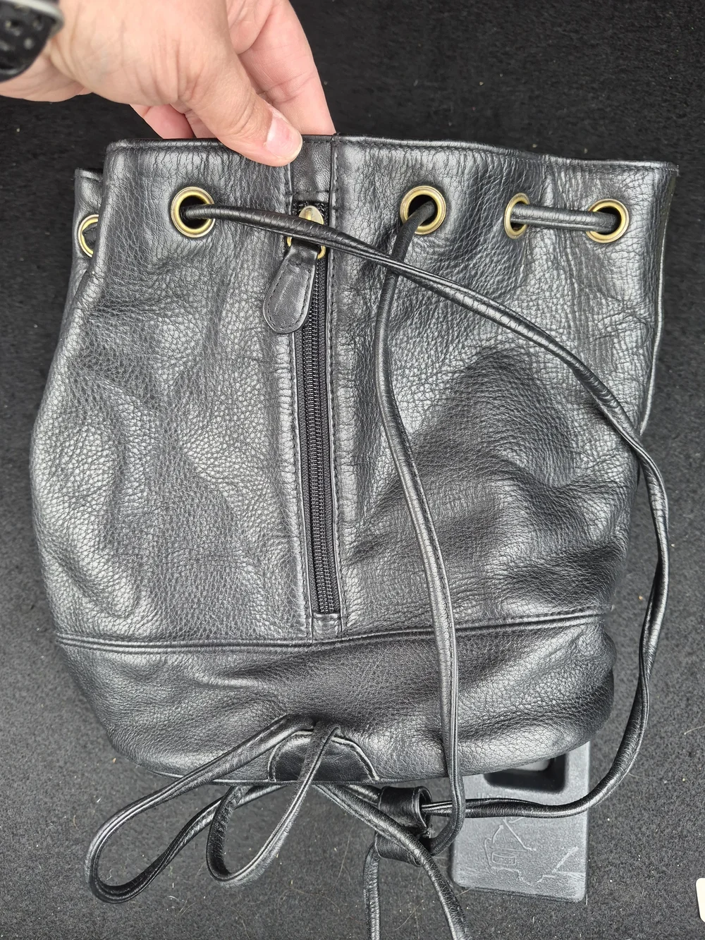 Etienne Aigner Black Leather Hobo Bag with Gold Hardware
